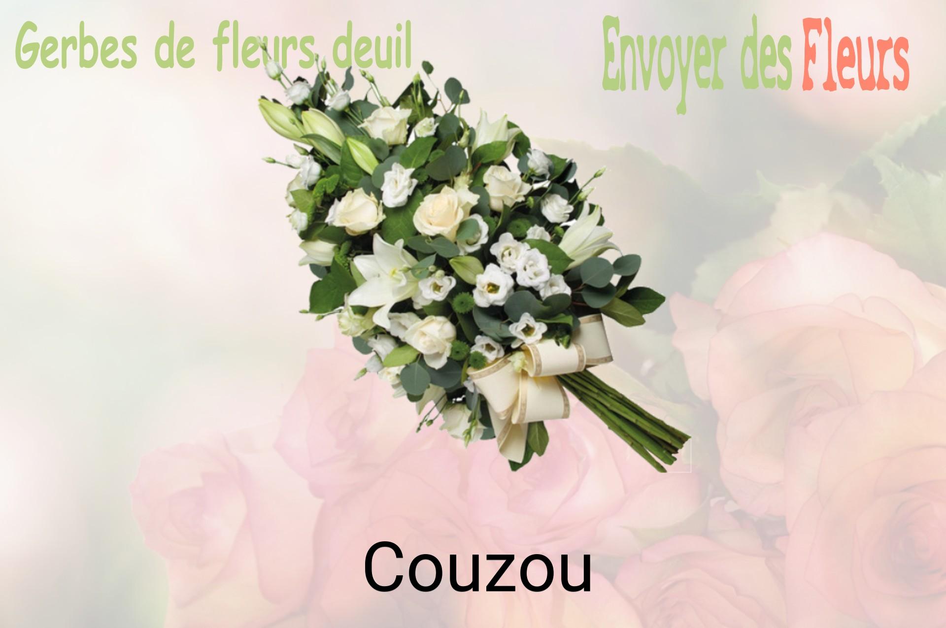 Gerbe de fleurs de deuil livrée à Couzou